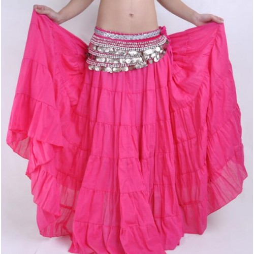 Women Tribal Belly Dance Skirt 12 Colors Lady Long Gypsy Skirts Linen Belly Dancing Practice/Performance Dress 